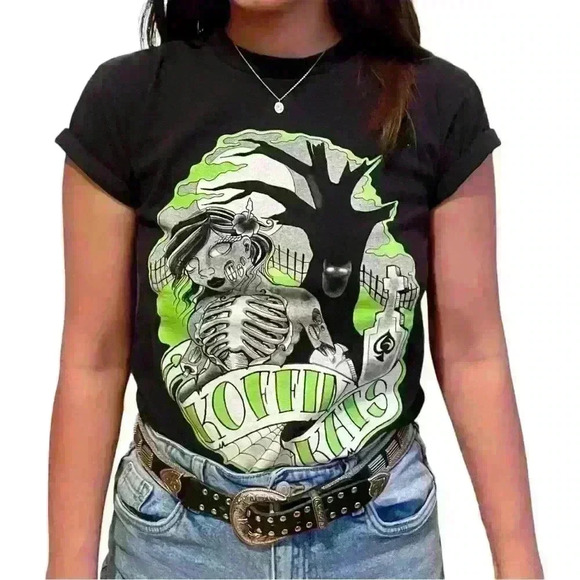 Vintage Koffin Kats Graphic Tee Black Delta Pro Weight  2009 Size S Halloween - Picture 1 of 16